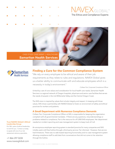 Samaritan Health Services Finds a Cure for the Common Compliance System