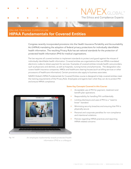 NAVEX HIPPA Fundamentals for Covered Entities Datasheet