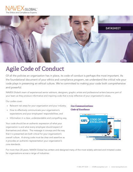 Image for Agile Code of Conduct Datasheet 