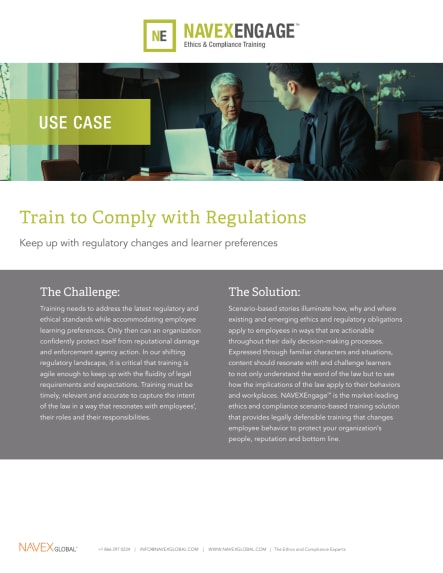 Image for NAVEXEngage Use Case - Train to Comply with Regulations.pdf
