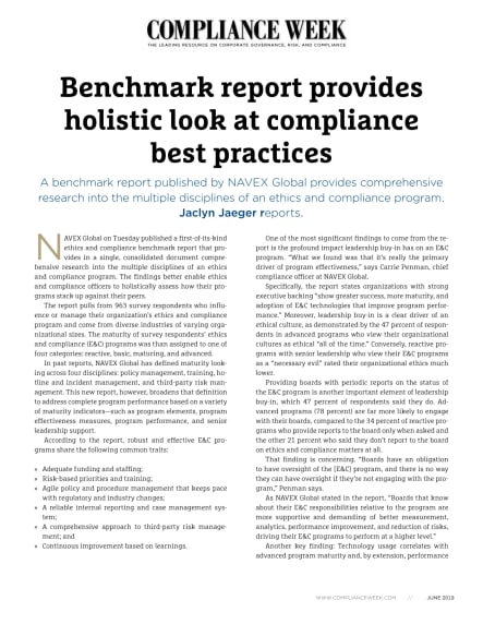 Benchmark report provides holistic look at compliance best practices.pdf