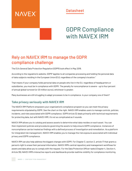 Image for GDPR Compliance with NAVEX IRM