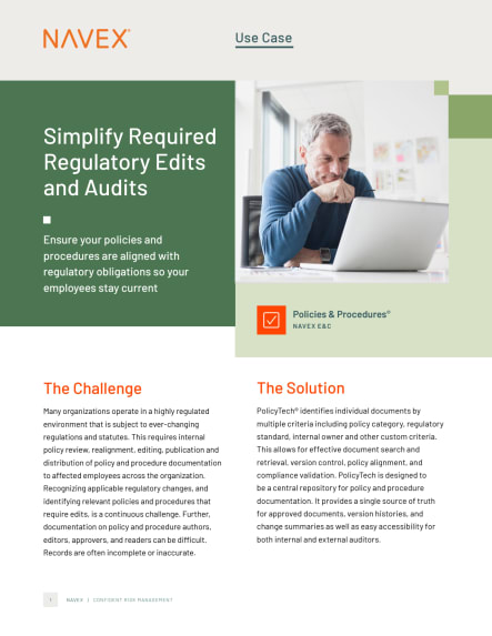 Image for PolicyTech Use Case - Simplify Regulatory Audits