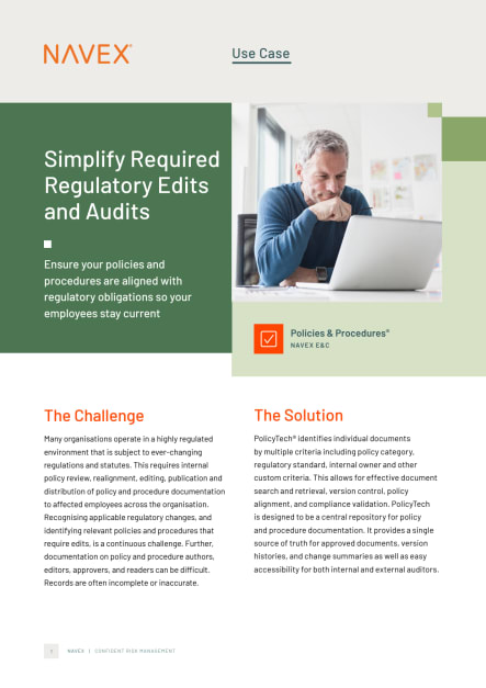 PolicyTech Use Case - Simplify Regulatory Audits