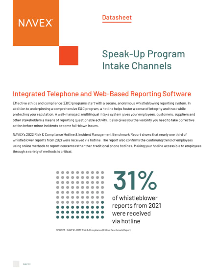 Speak-Up Program Intake Channels 