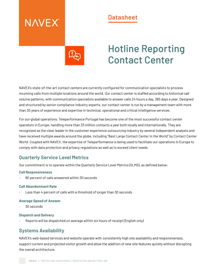 Hotline Reporting Contact Center Datasheet 