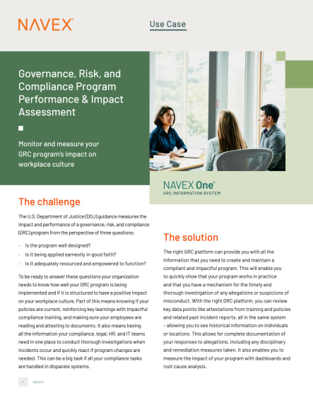 Governance, Risk, and Compliance Program Performance & Impact Assessment