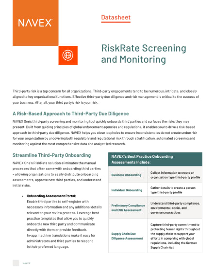 RiskRate® Enterprise Due Diligence