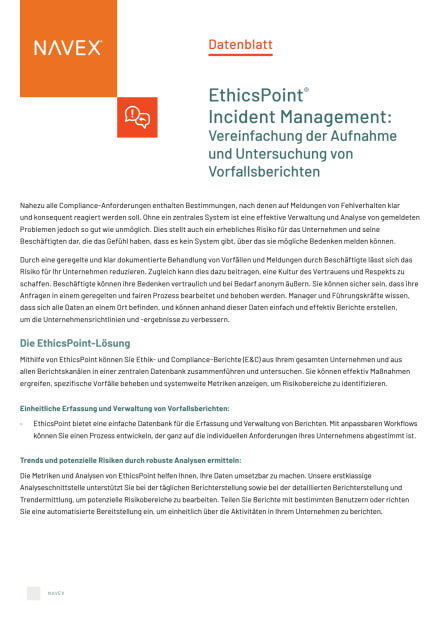 Datenblatt: Incident Management mit EthicsPoint®