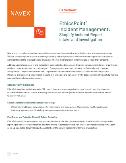 EthicsPoint® Incident Management Datasheet
