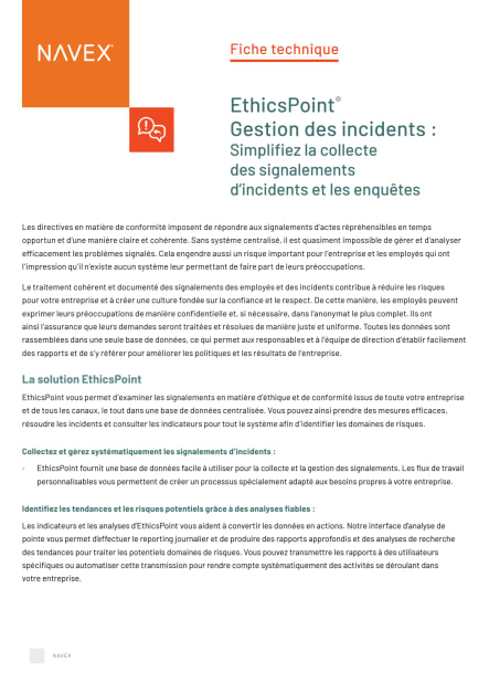 Image for EthicsPoint® Fiche d’information sur la gestion des incidents
