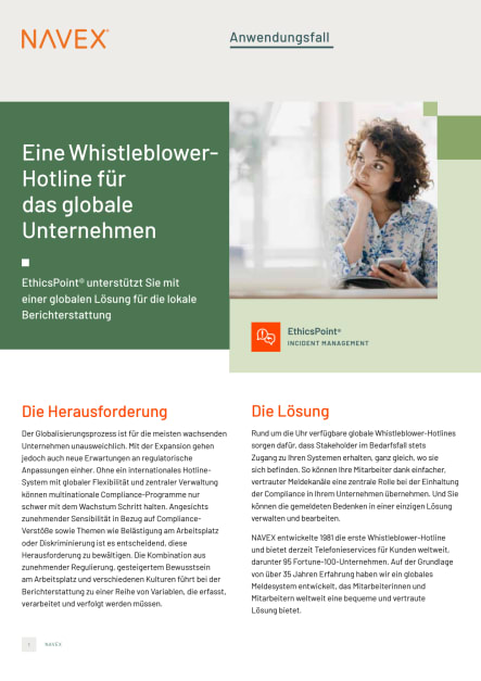 Eine Whistleblower-Hotline für das globale Unternehmen