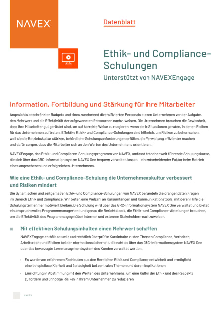 Image for Datenblatt Online-Schulung für Ethik und Compliance