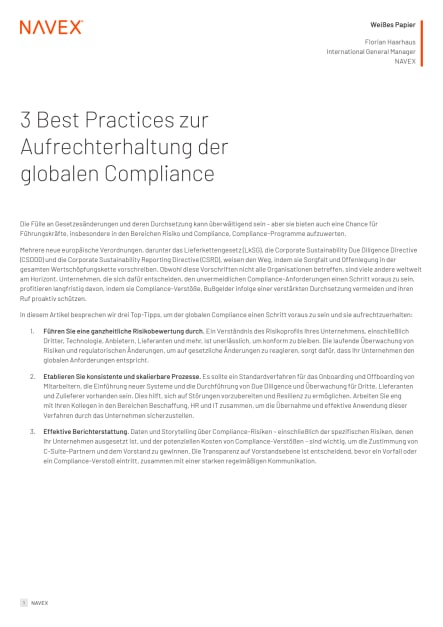 Image for 3 Best Practices zur Aufrechterhaltung der globalen Compliance  