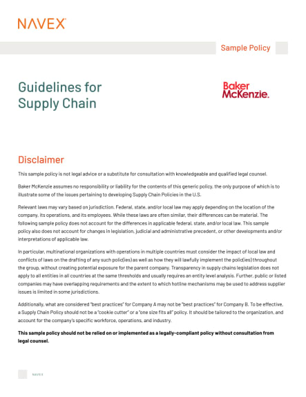 Guidelines for Supply Chain