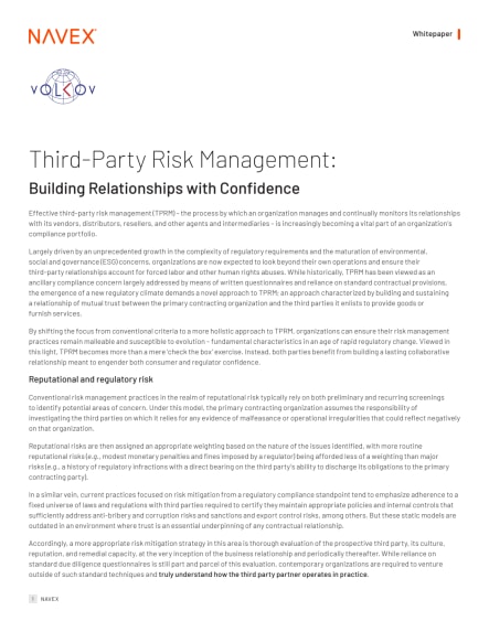 Image for Third-Party Risk Management: Building Relationships with Confidence