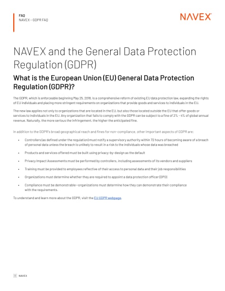NAVEX and the General Data Protection Regulation (GDPR)