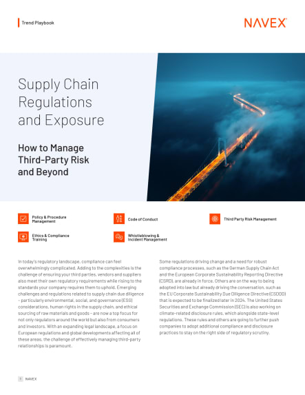 Supply Chain Regulations and Exposure – How to Manage Third-Party Risk and Beyond