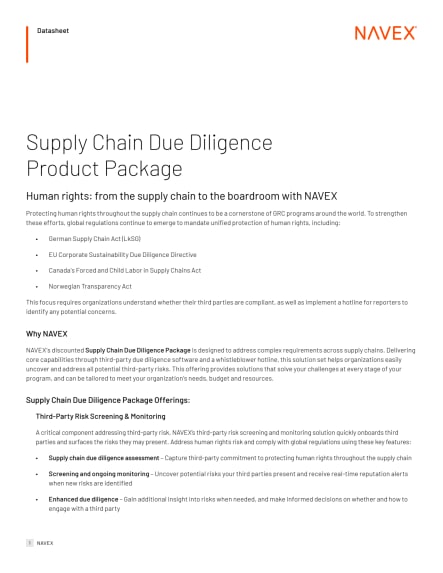 Supply Chain Due Diligence Package