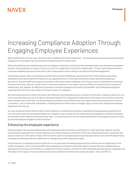 Increasing Compliance Adoption Through Engaging Employee Experiences 