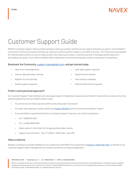 Image for NAVEX Customer Support Guide 2024