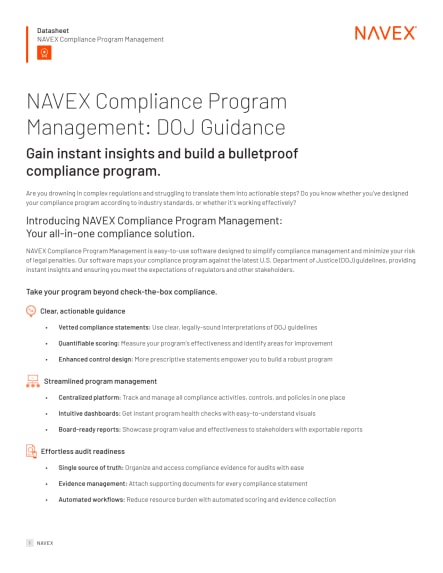 NAVEX Compliance Program Management: DOJ Guidance Datasheet thumbnail