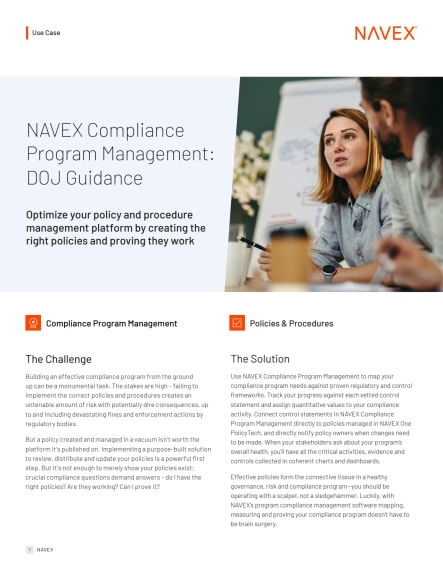 Image for NAVEX Compliance Program Management: DOJ Guidance Use Case