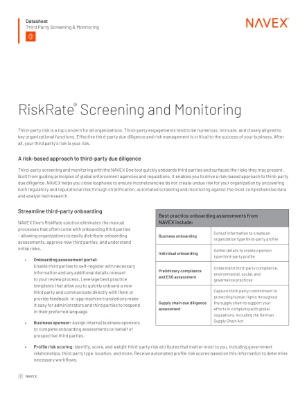 RiskRate Screening & Monitoring