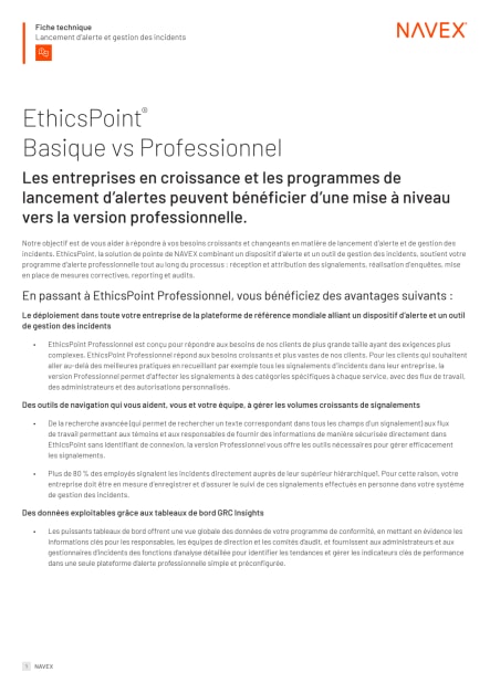 EthicsPoint: Foundation vs Professional