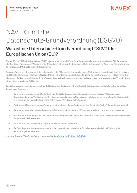 NAVEX und die Datenschutz-Grundverordnung (DSGVO)