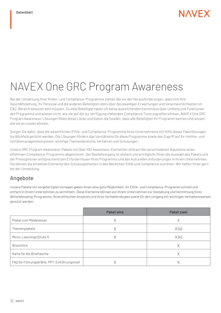 GRC Program Awareness Datasheet
