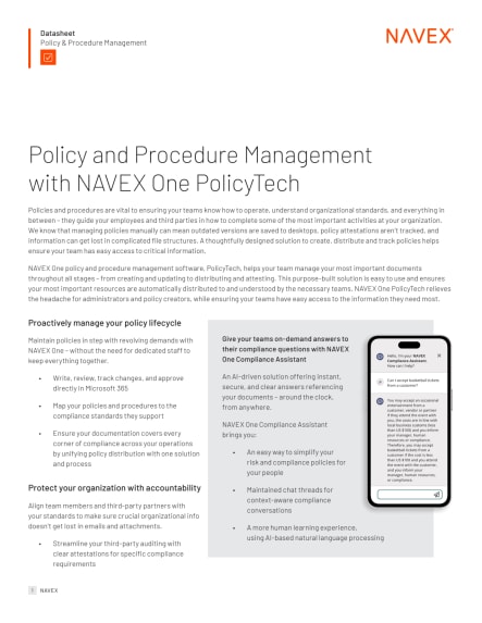 Policy & Procedure Management with NAVEX One PolicyTech