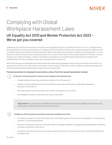 Complying with Global Workplace Harassment Laws - UK