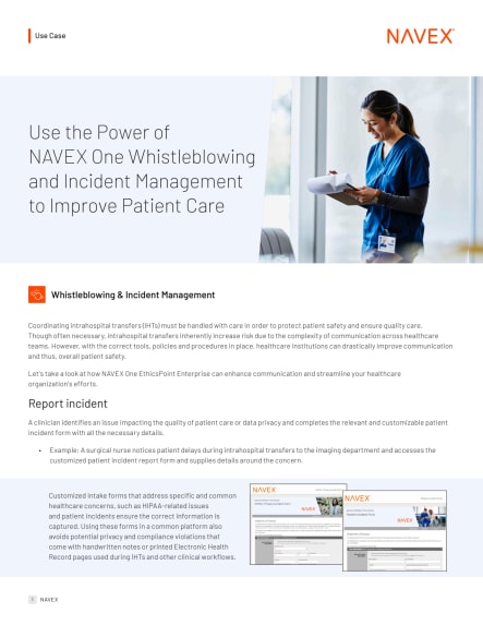 Image for Use the Power of NAVEX One Whistleblowing and Incident Management to Improve Patient Care