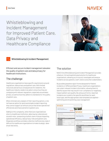 Image for Whistleblowing and Incident Management for Improved Patient Care, Data Privacy and Healthcare Compliance