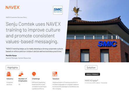 Image for Senju Comtek uses NAVEX training to improve culture and promote consistent values-based messaging