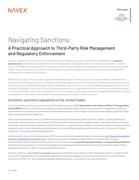 Navigating Sanctions: A Practical Approach to Third-Party Risk Management & Regulatory Enforcement