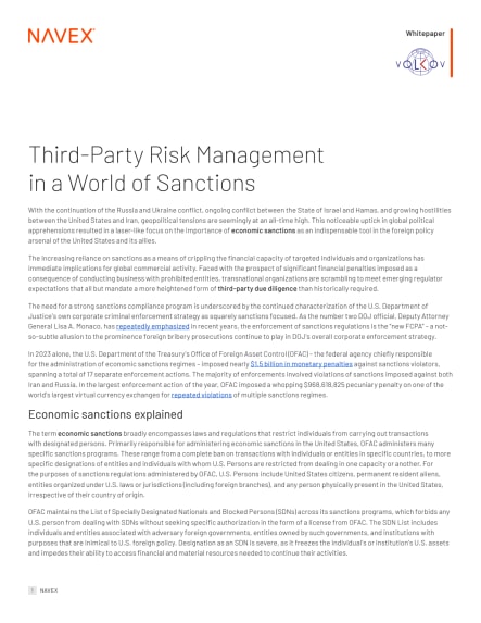 Third-Party Risk Management in a World of Sanctions