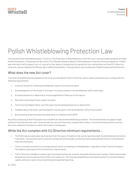 The Polish Whistleblower Protection Law