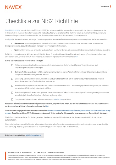 Image for Checkliste zur NIS2-Richtlinie