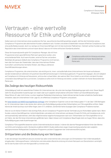 Vertrauen - ein entscheidender Faktor für Ethik und Compliance