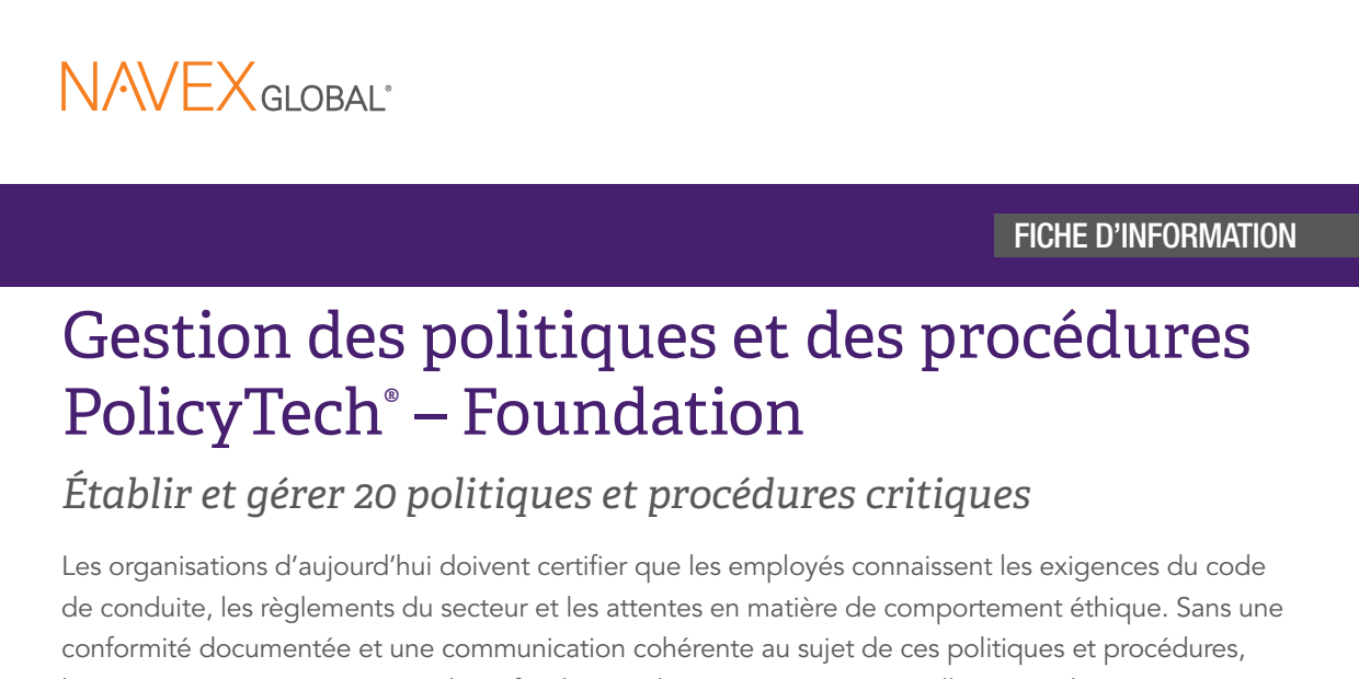 Gestion des politiques et des procédures PolicyTech® – Foundation.pdf