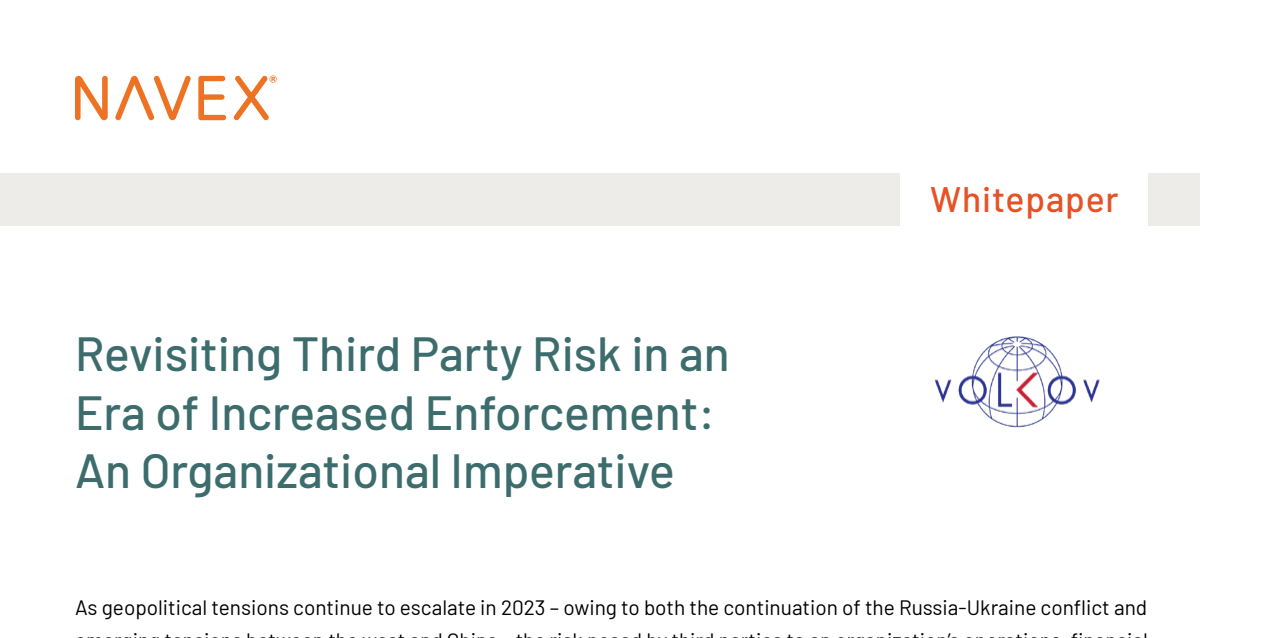Revisiting Third Party Risk in an Era of Increased Enforcement: An Organizational Imperative