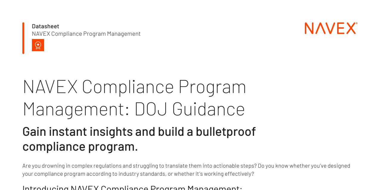 NAVEX Compliance Program Management: DOJ Guidance Datasheet