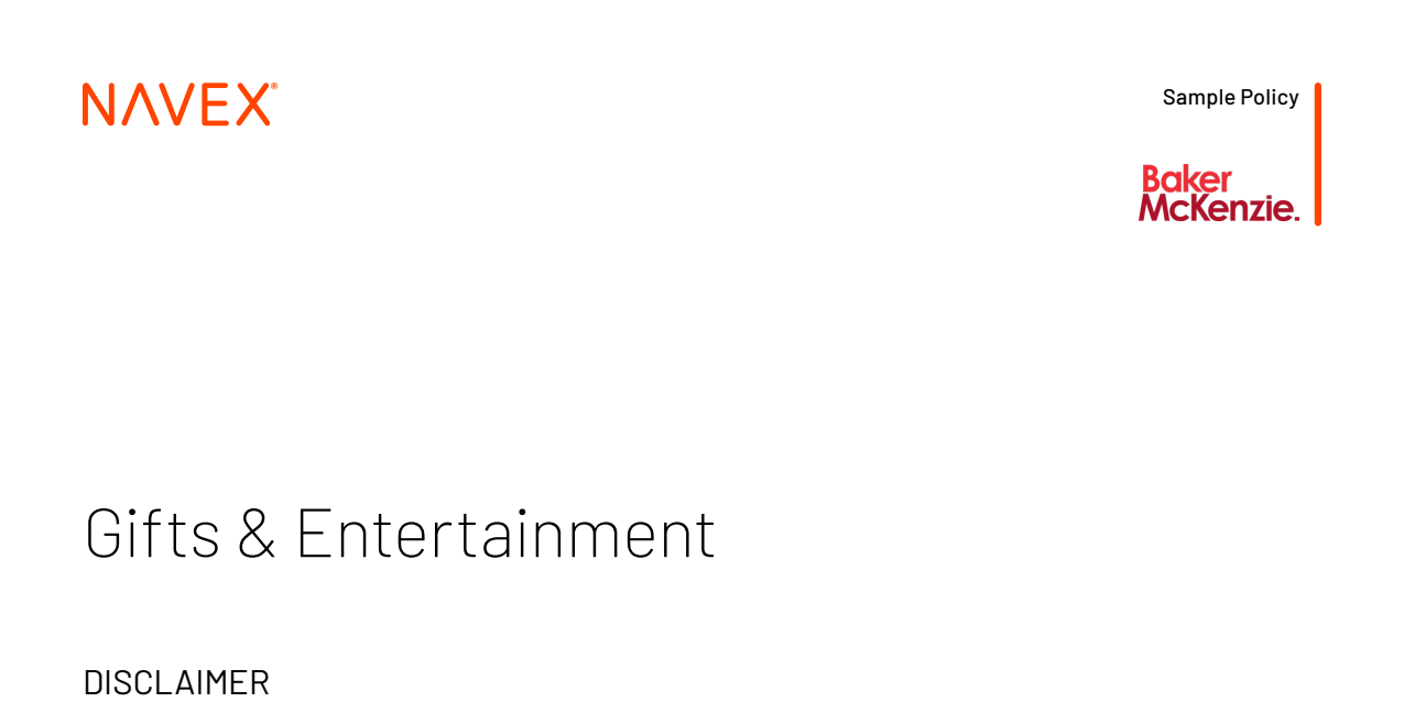 Gifts & Entertainment Sample Policy