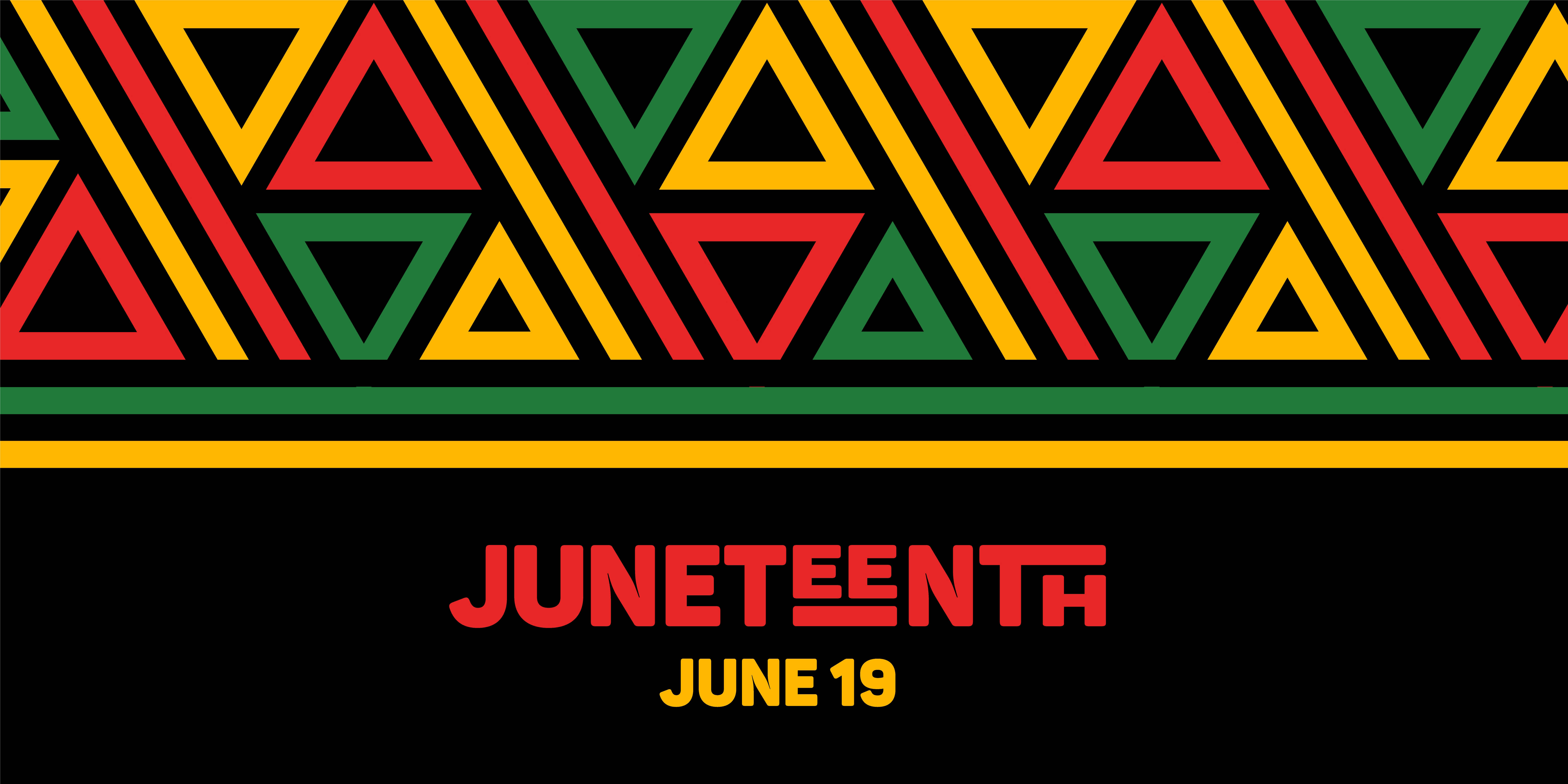 Juneteenth red yellow green geometric banner