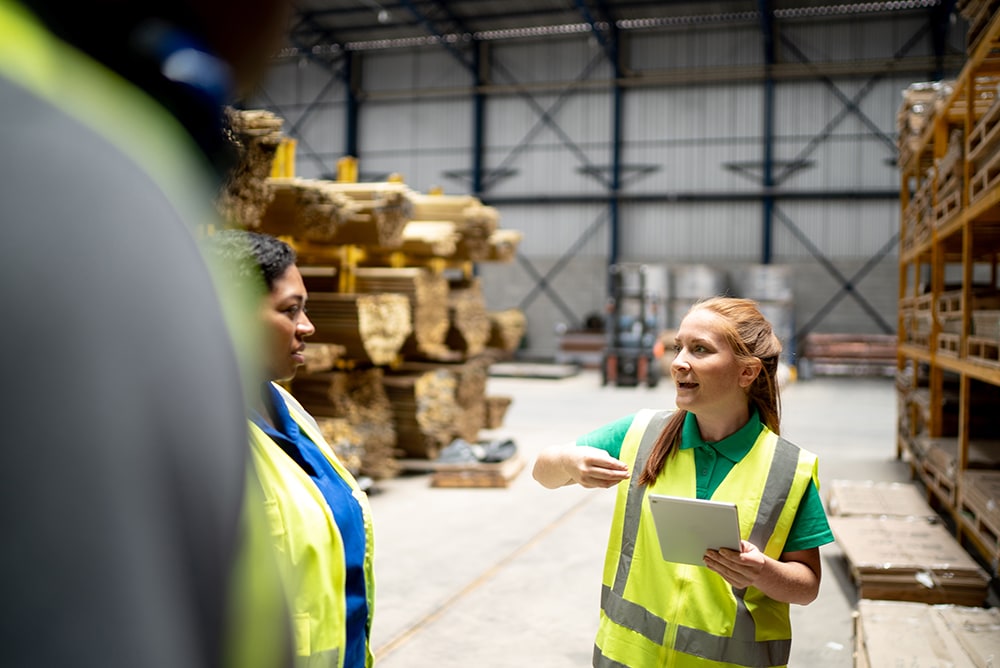 two women working in a warehouse