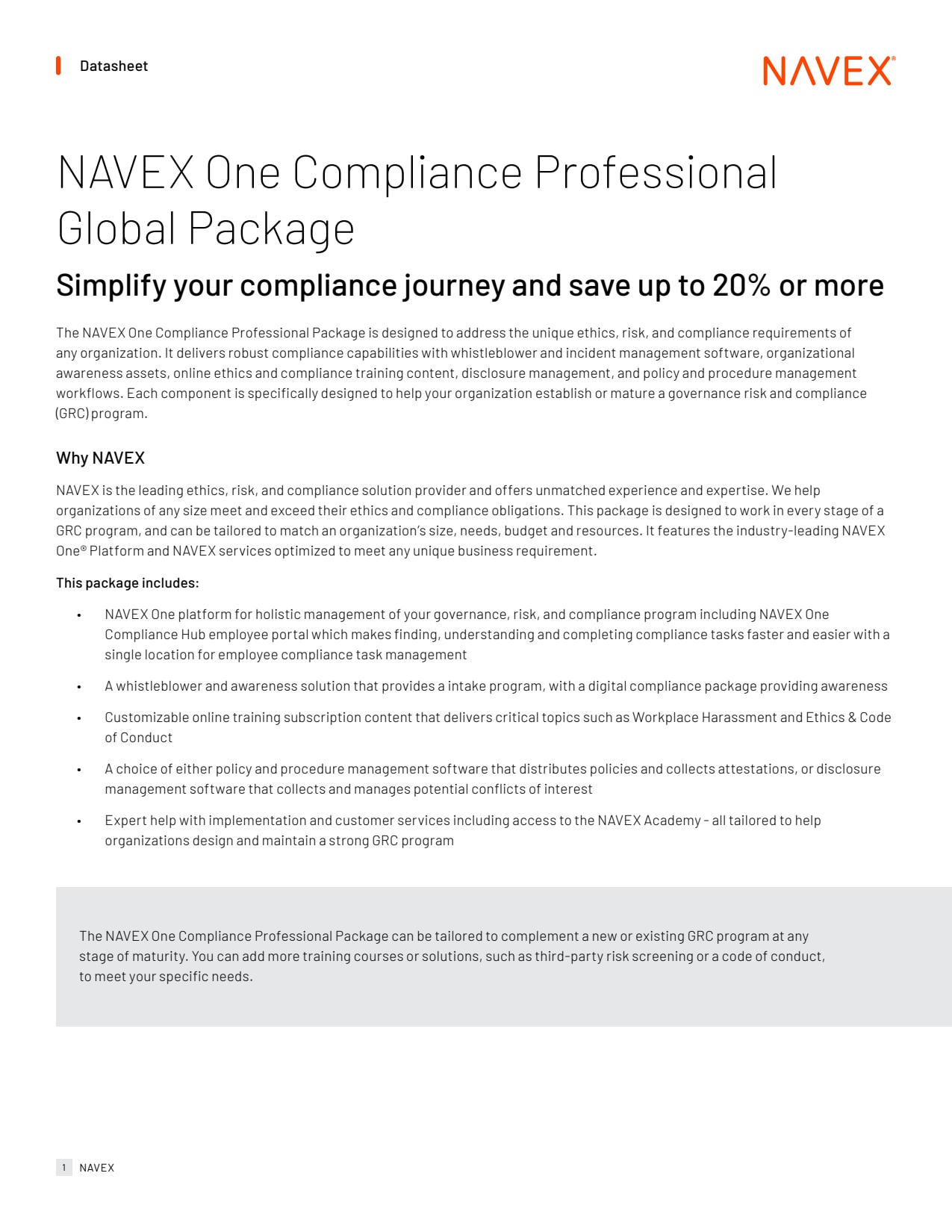 NAVEX One Compliance Professional Global Package