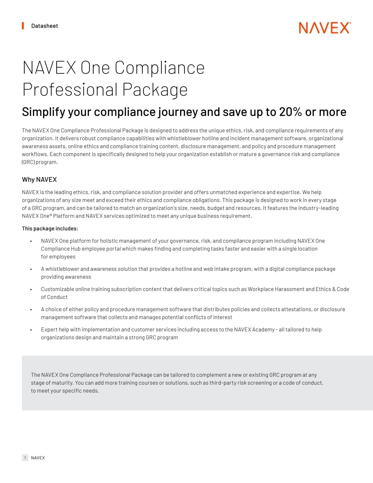 NAVEX One Compliance Professional Package