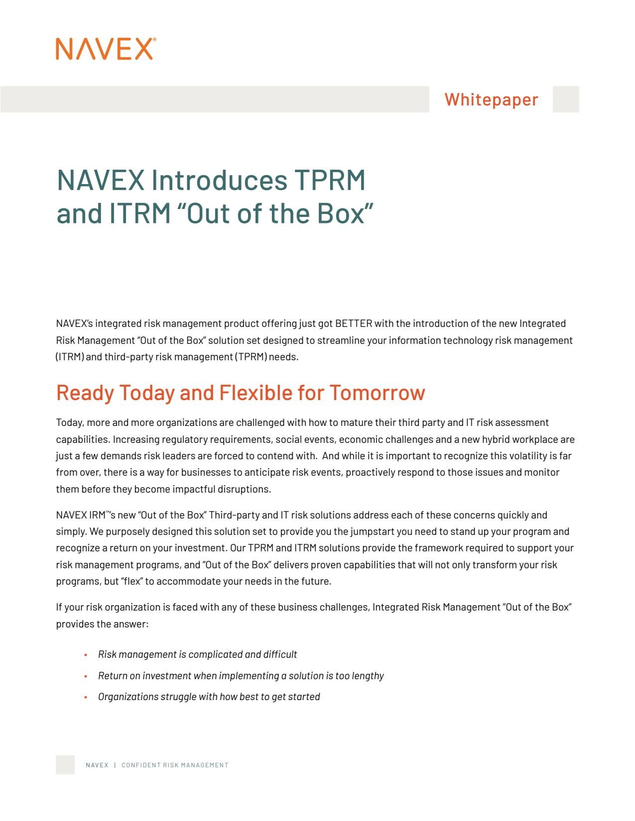 NAVEX Introduces TPRM and ITRM "Out of the Box"